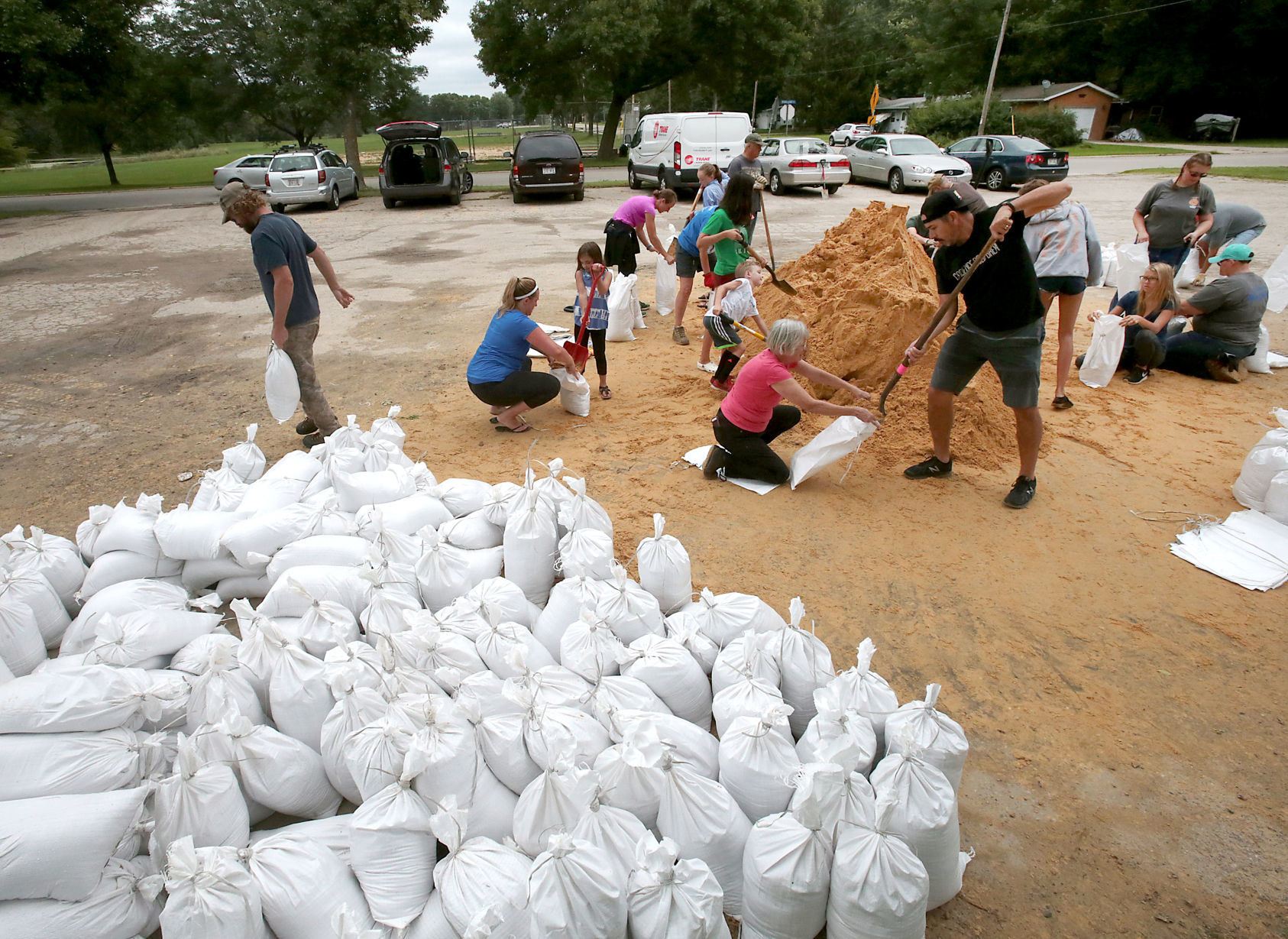 Filling sandbags